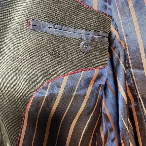 Venezzi Sport Coat L Brown Lined Textured Cosplay Eclectic Zipper Fall Business - Picture 8 of 14